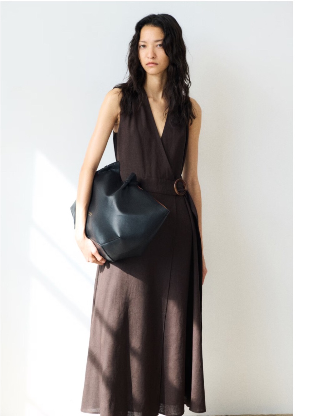 LINEN-BLEND WRAP DRESS - Picture 4 of 4